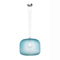 Válec - FAN I-ASHFORD-S40 BLU Závěsné svítidlo Ashford Sferica, tyrkysové, 1 x E27, 40 x 150 cm - FANEUROPE
