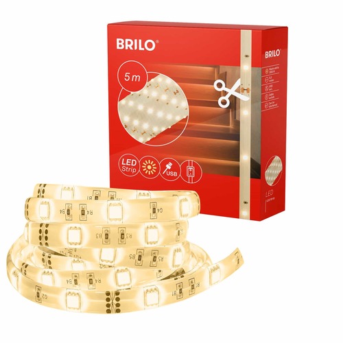 Dekorační - BRILO 2316150 LED pásek, 500 cm, USB, 4W, 500lm, bílé - BRILO - foto 1