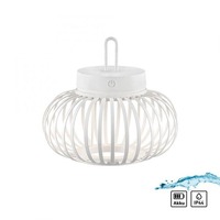 Na stůl - LD 19303-16 AKUBA LED stolní lampa průměr 25cm bílé na baterie USB IP44 stmívatelné dotykem 2700K - JUST LIGHT