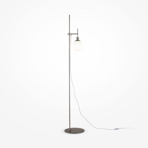 Stojací lampy - M MOD221-FL-01-N Stojací lampa Erich 40W bílá/nikl kov/sklo nastavitelná výška  - MAYTONI - foto 1