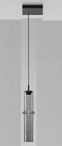 Subtilní - BRO PC01330_002 Závěsné svítidlo BAMBOO FOREST L UP  sklo hnědé kouřové lesklé / černý kov / BROKIS konektor 24V, textilní černý kabel, DIM 6,5W 2700K - BROKIS - foto 1