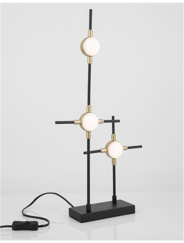 Dekorativní - NV 9280674 Závěsné svítidlo ATOMO černá a zlatý kov a akryl LED 3 x 2.4W 230V 3000K IP20 - NOVA LUCE - foto 1