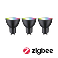 GU10/GZ10 - P 29153 Standard 230V Smart Home Zigbee 3.0 LED reflektor GU10 3x4,8W RGBW+ stmívatelné černá mat - PAULMANN
