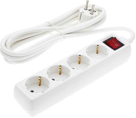Zásuvky a adaptéry - Napájecí proužek 4 zásuvky + tlačítko ON/OFF - foto 1