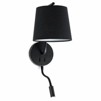 Dekorativní - FARO 29330 BERNI nástěnná lampa, černá, se čtecí lampičkou - FARO