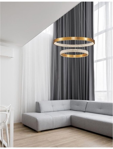 Kruhová - NV 9862852 Závěsné svítidlo PRESTON antický zlatý mosazný hliník a akryl LED 60W 230V 3000K IP20 stmívatelné - NOVA LUCE - foto 1