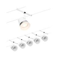 Sady - P 94461 Lankový systém Cone základní sada GU5,3 max. 5x10W 230/12V bílá mat/chrom - PAULMANN
