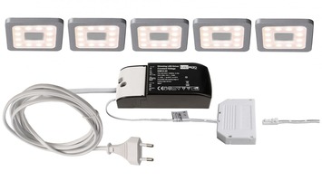 Přisazená - IMPR 620011 Deko-Light nábytkové přisazené svítidlo Paty hranaté 5ks sada 220-240V AC/50-60Hz 2,50 W 3000 K 160 lm 50 stříbrnášedá RAL 7001