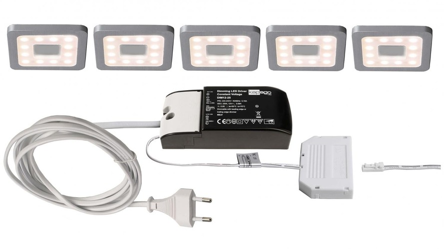 Přisazená - IMPR 620011 Deko-Light nábytkové přisazené svítidlo Paty hranaté 5ks sada 220-240V AC/50-60Hz 2,50 W 3000 K 160 lm 50 stříbrnášedá RAL 7001 - foto 1