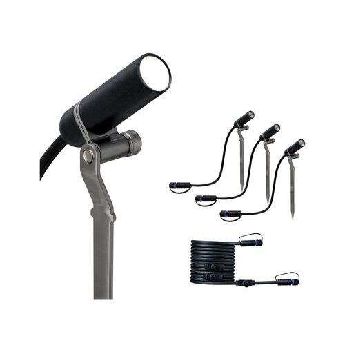 Zápichy - P 94156 Plug&Shine sada zápich Plantini IP65 3000K 3x2,5W 24V antracit - PAULMANN - foto 1