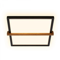 Hranatá - BRI 3845015 BRILONER Remsa LED stropní svítidlo, dekor dřeva, přímé a nepřímé osvětlení, hranaté 31,5x29 cm, černá/dřevo 3845015