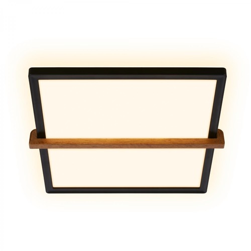 Hranatá - BRI 3845015 BRILONER Remsa LED stropní svítidlo, dekor dřeva, přímé a nepřímé osvětlení, hranaté 31,5x29 cm, černá/dřevo 3845015 - foto 1