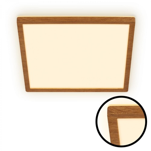 Hranatá - BRILO 7452314 Tava Wood LED stropní svítidlo, přímé a nepřímé osvětlení, ploché, imitace dřeva, 29x29 cm - BRILO - foto 1