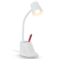 Stolní lampy pracovní - BRILO 7534016 Pahu lampička na psací stůl, nastavitelné, stojan na tužky, bílá - BRILO
