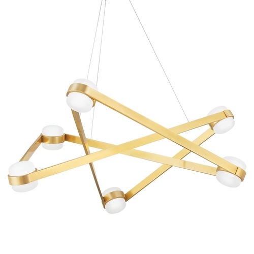 Dekorativní - HVLG 2738-AGB-CE Závěsné svítidlo ORBIT mosaz/sklo staromosaz/opál LED 35W 3000K stmívatelné - HUDSON VALLEY - foto 1