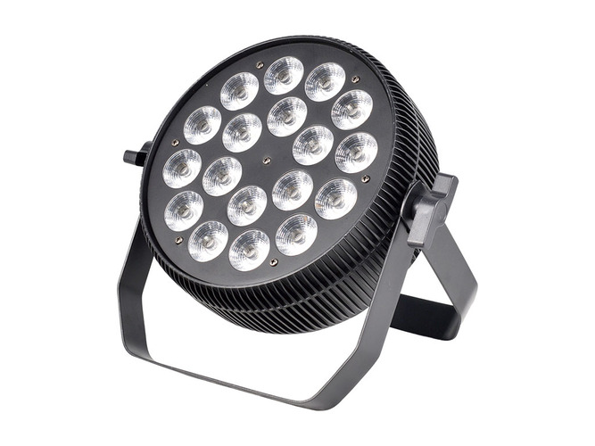 Jevištní efekty - Napájení / výstup LED Slim Flat PAR Může 18x 10W RGBWA + UV 6 v 1 - foto 1