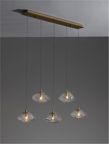 Podélná - NV 9006050 Závěsné svítidlo KING mosazný zlatý kov foukané čiré sklo G9 5x5W 230V IP20 bez žárovky - NOVA LUCE - foto 1