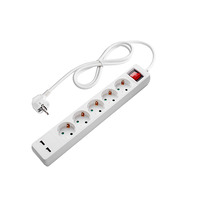 Zásuvky a adaptéry - 5 zásuvek + tlačítko ON/OFF a 2xUSB