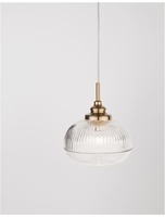 Dekorativní - NV 9738211 Závěsné svítidlo MOND saténový zlatý kov čiré sklo E14 1x5W 230V IP20 bez žárovky - NOVA LUCE