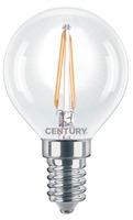 E14 - CEN INH1G-021427 LED FILAMENT MINI GLOBE ČIRÁ 2W E14 2700K 245Lm 360d 45x76mm IP20  - CENTURY