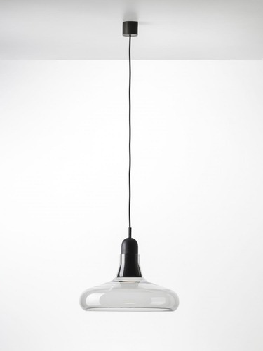 Dekorativní - BRO PC00911_001 Shadows XL, závěsné svítidlo, ručně foukané sklo, šedá kouřová / černý dub / černý kabel, prům. 39,5cm - BROKIS A - foto 1