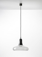 Dekorativní - BRO PC00911_001 Shadows XL, závěsné svítidlo, ručně foukané sklo, šedá kouřová / černý dub / černý kabel, prům. 39,5cm - BROKIS A