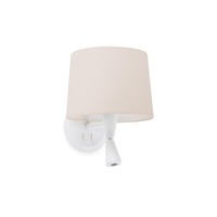 Dekorativní - FARO 64308-02 CONGA nástěnná lampa, bílá/béžová, se čtecí lampičkou - FARO