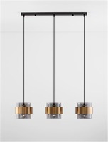 Podélná - NV 9236382 Závěsné svítidlo SIANNA kouřové sklo mosazný zlatý kov E27 3x12W 230V IP20 bez žárovky - NOVA LUCE