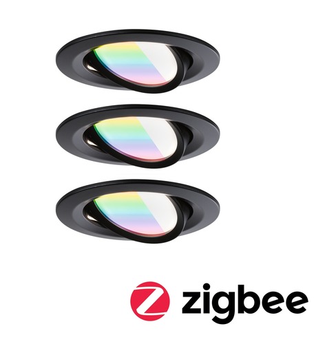 Kruhová - P 92437 LED vestavné svítidlo Nova Coin kruhové 84mm 50° RGBW+ 3x6W 230V černá mat hliník - PAULMANN - foto 1