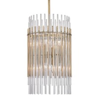 Dekorativní - HVLG 6315-AGB-CE Závěsné svítidlo WALLIS ocel/sklo staromosaz/čirá E14 8x40W - HUDSON VALLEY