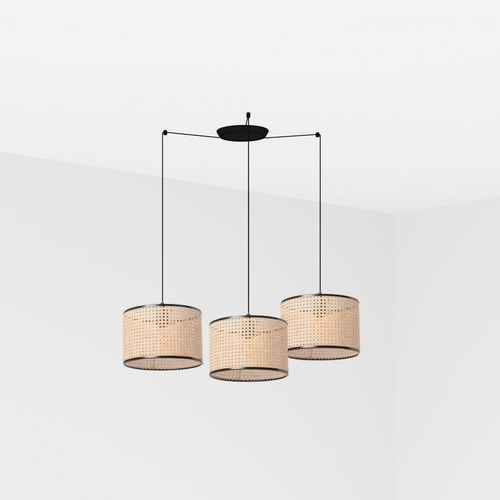 Válec - FARO 64314-48-3L MAMBO závěsné svítidlo, černá/ratan, pr.320 3L - FARO - foto 1