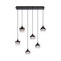 Vícečetná - LD 15425-18 ZEA LED závěsné svítidlo černé 6-ramenné kouřové sklo moderní do interiéru - LEUCHTEN DIREKT / JUST LIGHT