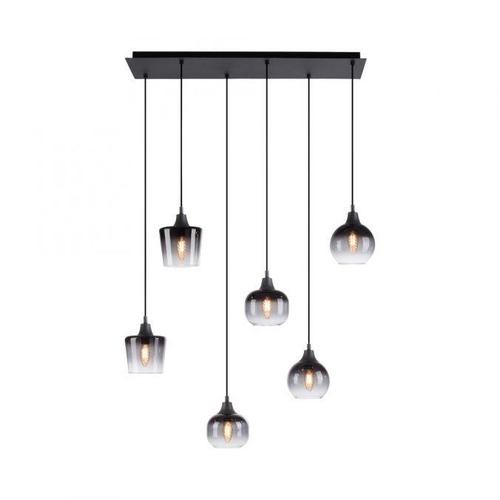 Vícečetná - LD 15425-18 ZEA LED závěsné svítidlo černé 6-ramenné kouřové sklo moderní do interiéru - LEUCHTEN DIREKT / JUST LIGHT - foto 1