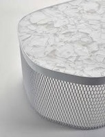 Ostatní - BRO PC01024 Stolek s deskou z lisovaného zapečeného skla CGC1477, bílý kov (matný komaxit CCS845) - BROKIS