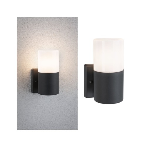 Nástěnná - P 94649 Venkovní nástěnné svítidlo Tubs IP44 kruhové 105x123mm max. 15W 230V šedá mat kov/umělá hmota - PAULMANN - foto 1