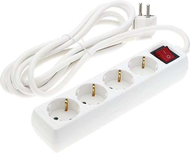 Zásuvky a adaptéry - Napájecí proužek 4 zásuvky + tlačítko ON/OFF - foto 1