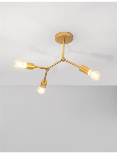 Dekorativní - NV 9404073 Stropní svítidlo CALISTO mosazný kov E27 3x12W 230V IP20 bez žárovky - NOVA LUCE - foto 1