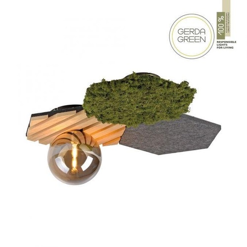 Dekorativní - LD 15199-70 Nástěnné svítidlo GREEN dub přírodní dřevo s akustickým panelem kouřové sklo - JUST LIGHT - foto 1