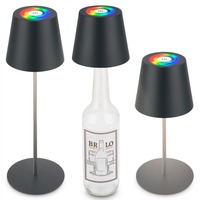 Stolní lampy dekorační - BRILO 7510015 Calida 3 v 1 RGBW stolní lampička na baterie IP44, stmívatelné, dotykový vypínač, antracit - BRILO