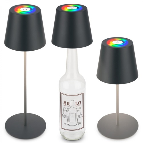 Stolní lampy dekorační - BRILO 7510015 Calida 3 v 1 RGBW stolní lampička na baterie IP44, stmívatelné, dotykový vypínač, antracit - BRILO - foto 1