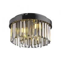 Dekorativní - LD 15048-18 Stropní svítidlo KULUNKA, černá, křišťálové přívěsky, D 30 cm, - JUST LIGHT