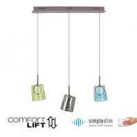 Dekorativní - PN 2542-70 ZULA LED závěsné svítidlo podlouhlé 3 ramenné vícebarevné kov v kávové barvě SimplyDim 3000K - PAUL NEUHAUS