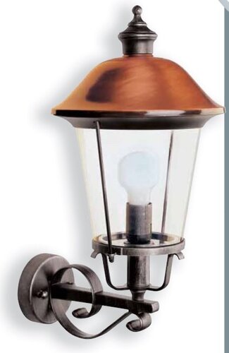 Nástěnná - LAN 360A00R Nástěnné venkovní svítidlo Augusta E27, svícení nahoru (měděný vrch+černostříbrné tělo) - LANDA Lighting - foto 1