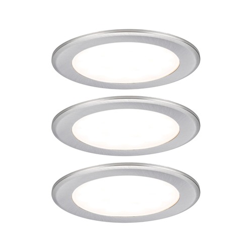 Zapuštěná - P 93116 LED vestavná nábytková svítidla 3ks sada kruhové 65mm 3x2,5W 230/12V 3000K kov kartáčovaný - PAULMANN - foto 1