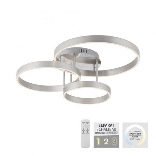 Kruhová - LD 15157-55 LILLUTI LED stropní svítidlo 3 ramenné stříbrná přímé/nepřímé osvětlení stmívatelné dálkový ovladač 3000K - LEUCHTEN DIREKT / JUST LIGHT - foto 1
