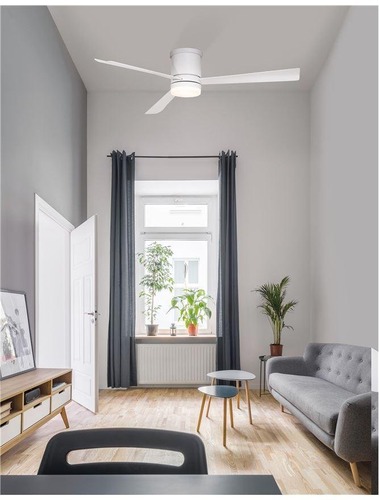 Ventilátory - NV 9953015 Stropní ventilátor se světlem SILKY matná bílá ocel a sklo bílé dřevené listy 5 rychlostí 35W LED 18W 3000K - NOVA LUCE - foto 1