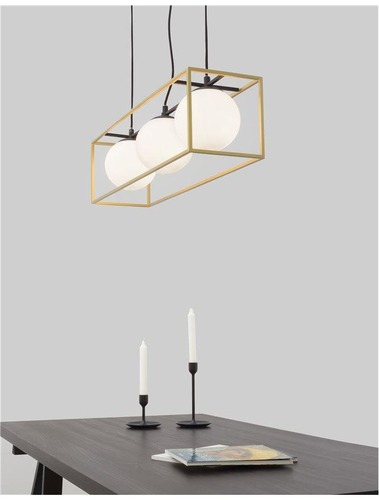 Podélná - NV 9206402 Závěsné svítidlo JULIET mosaz a černý kov bílé opálové sklo E14 3x12W IP20 bez žárovky - NOVA LUCE - foto 1