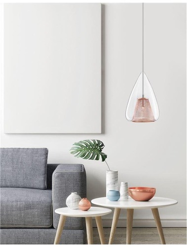 Kónická - NV 1600200501 Závěsné svítidlo HUGO chromovaný hliník čiré sklo a růžový zlatý rám G9 1x5W bez žárovky - NOVA LUCE - foto 1