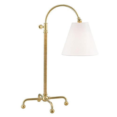Stolní lampy dekorační - HVLG MDSL502-AGB-CE Stolní lampa CURVES NO. 1 mosaz/textil staromosaz/bílá E27 1x40W - HUDSON VALLEY - foto 1