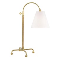 Stolní lampy dekorační - HVLG MDSL502-AGB-CE Stolní lampa CURVES NO. 1 mosaz/textil staromosaz/bílá E27 1x40W - HUDSON VALLEY